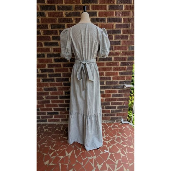 dRA Los Angeles Carol Dress-Grey/White-Maxi-Puff Sleeve-Cottagecore- Small NWT - Picture 4 of 11